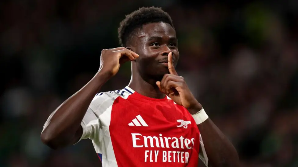 Saka stars as Arsenal thrash Sporting in Champions League