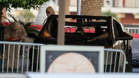 Getty Images Charred and burnt Cybertruck