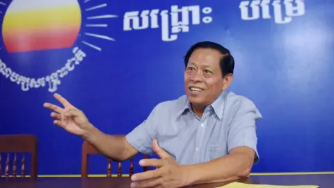 AFP In this October 17, 2017 photograph, Lim Kimya, a member of the National Assembly from Cambodia National Rescue Party, speaks during an interview with AFP in Phnom Penh.