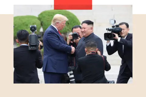 Getty Images Donald Trump inside the demilitarized zone meeting Kim