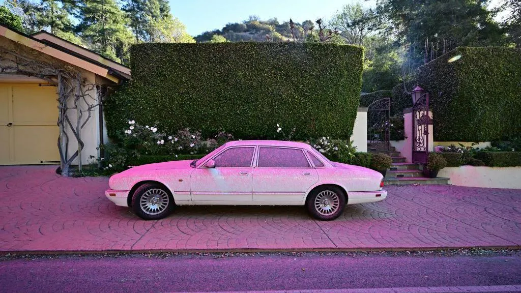 A pink powder is being used to fight California fires. It’s getting everywhere
