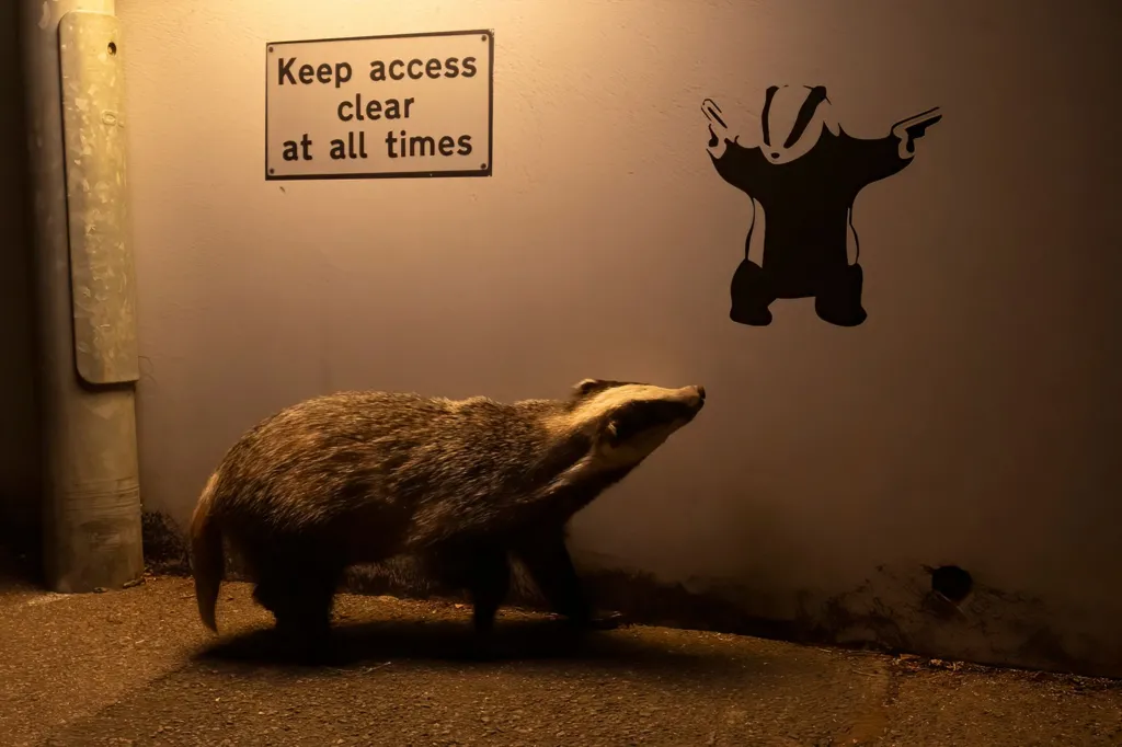 Banksy fan badger wins hearts in wildlife photo competition